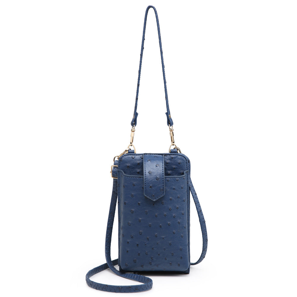 Women Bags Mobile Phone Bag Snake Pattern Ostrich Grain Shoulder Messenger Bag One Size Ostrich Grain Blue