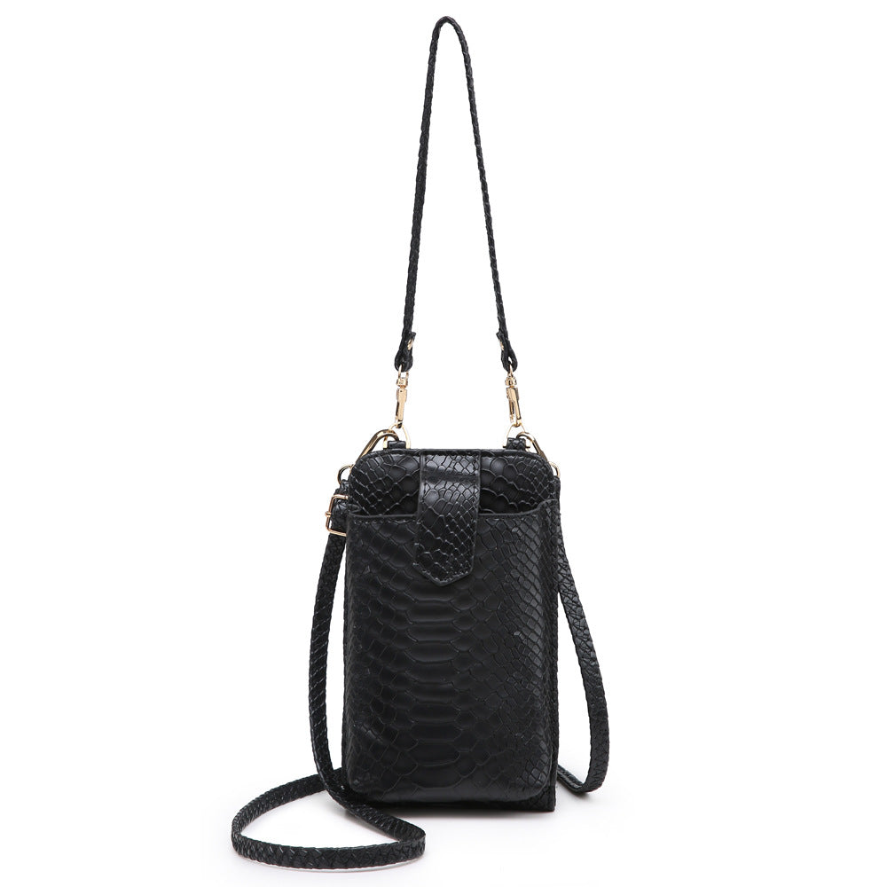 Women Bags Mobile Phone Bag Snake Pattern Ostrich Grain Shoulder Messenger Bag One Size Snake Pattern Black