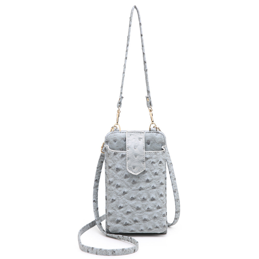 Women Bags Mobile Phone Bag Snake Pattern Ostrich Grain Shoulder Messenger Bag One Size Ostrich Grain Gray