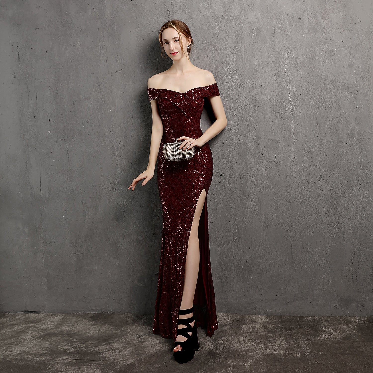 Women Fairy Dream Socialite Gathering Party Evening Dress Sexy Long Slimming Toast Dress Bride Jujube Red