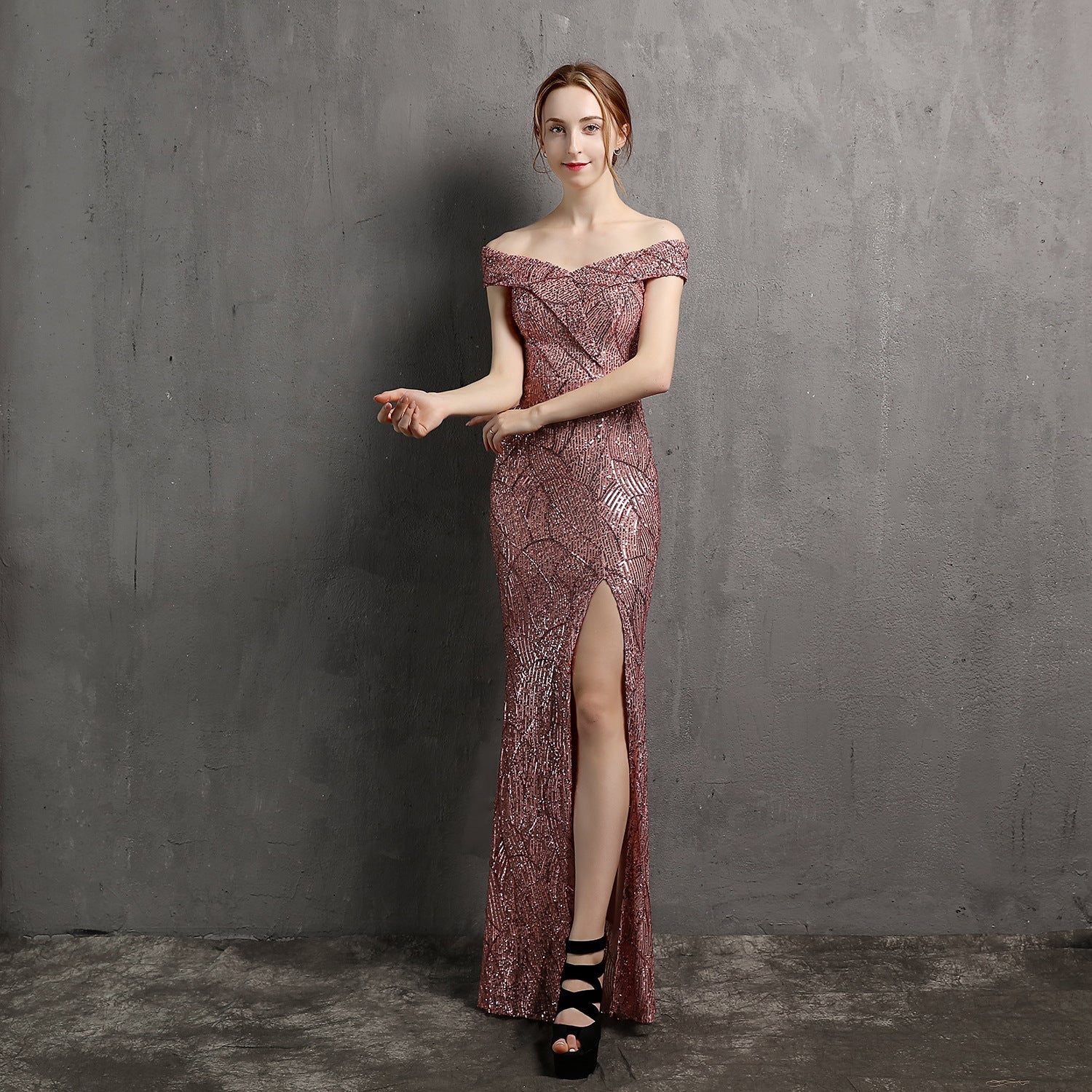 Women Fairy Dream Socialite Gathering Party Evening Dress Sexy Long Slimming Toast Dress Bride Pink