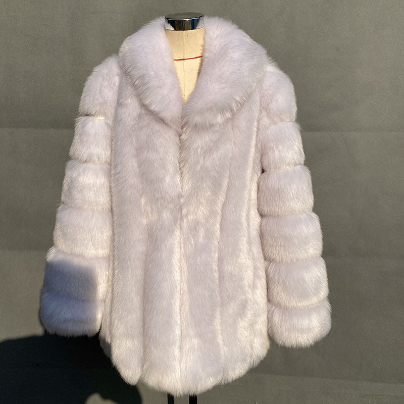 Winter New Fur Coat Women Faux Fur Mid Length Fur Coat Women Plus Size Color