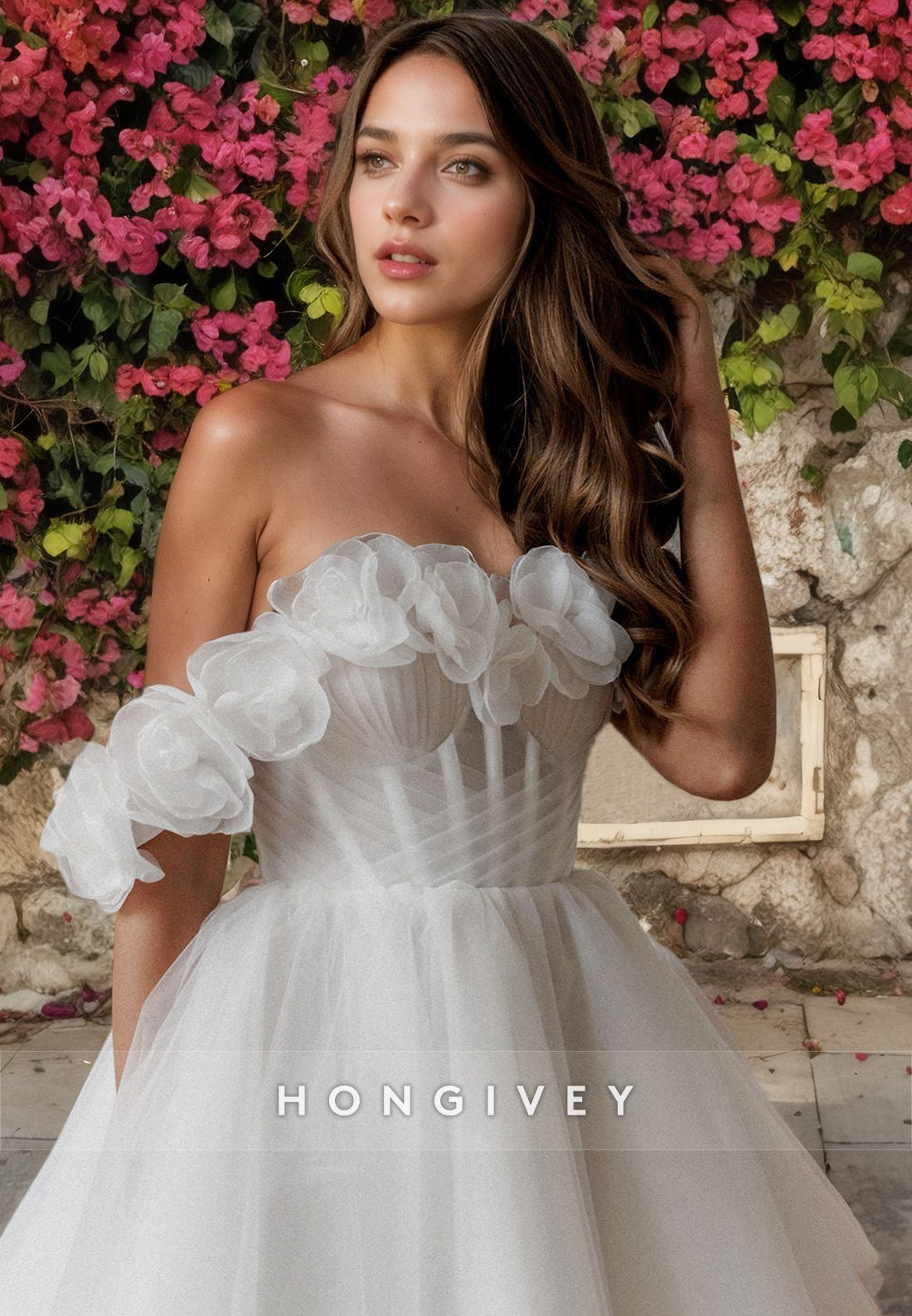 Chic Aline Sweetheart Offshoulder Sheer Wedding Dress