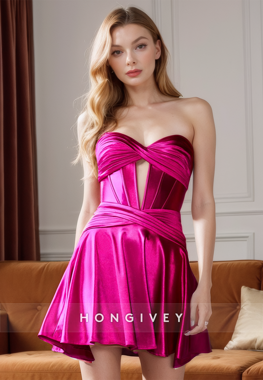 Satin Aline Sweetheart Strapless Party Evening Homecoming Dress