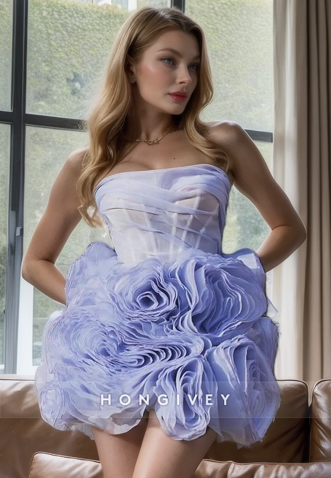 Tulle Aline Strapless Sheer Empire Party Evening Homecoming Dress