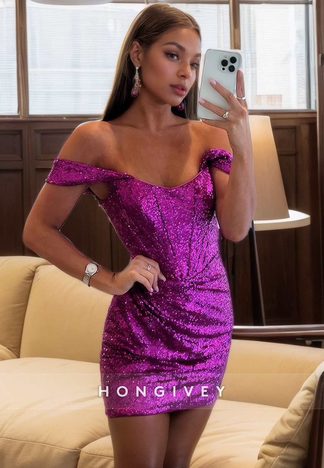 Offshoulder Fitted Empire Sleeveless Party Homecoming Dress