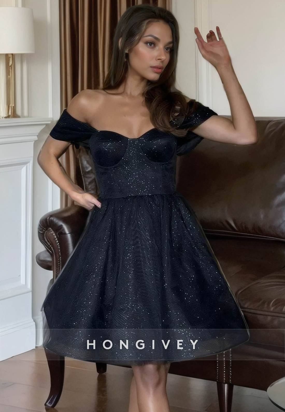 Satin Aline Offshoulder Laceup Short Party Homecoming Dress