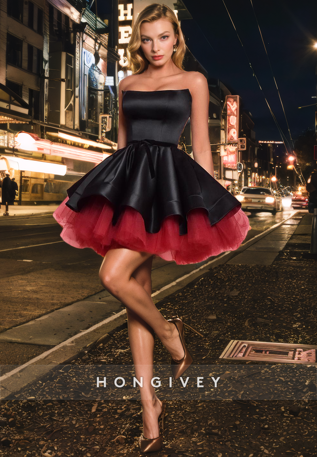 Aline Square Strapless Empire Party/Homecoming Dress