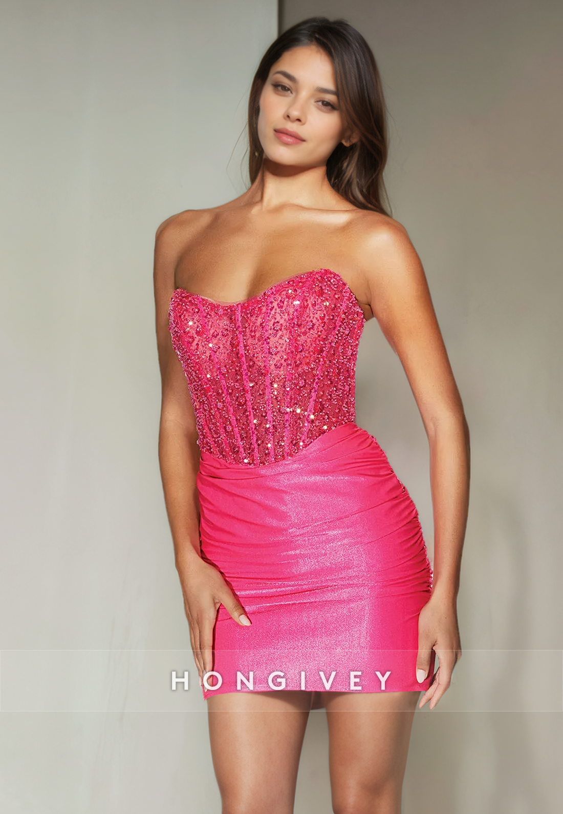 Sheat Sweetheart Strapless Beaded Short Homecoming Dress