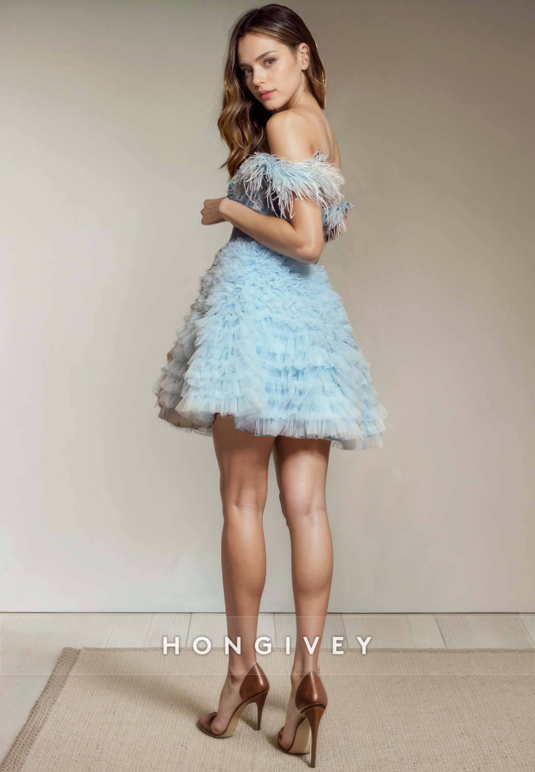 Tulle Aline Sweetheart Offshoulder Beaded Short Party Homecoming Dress