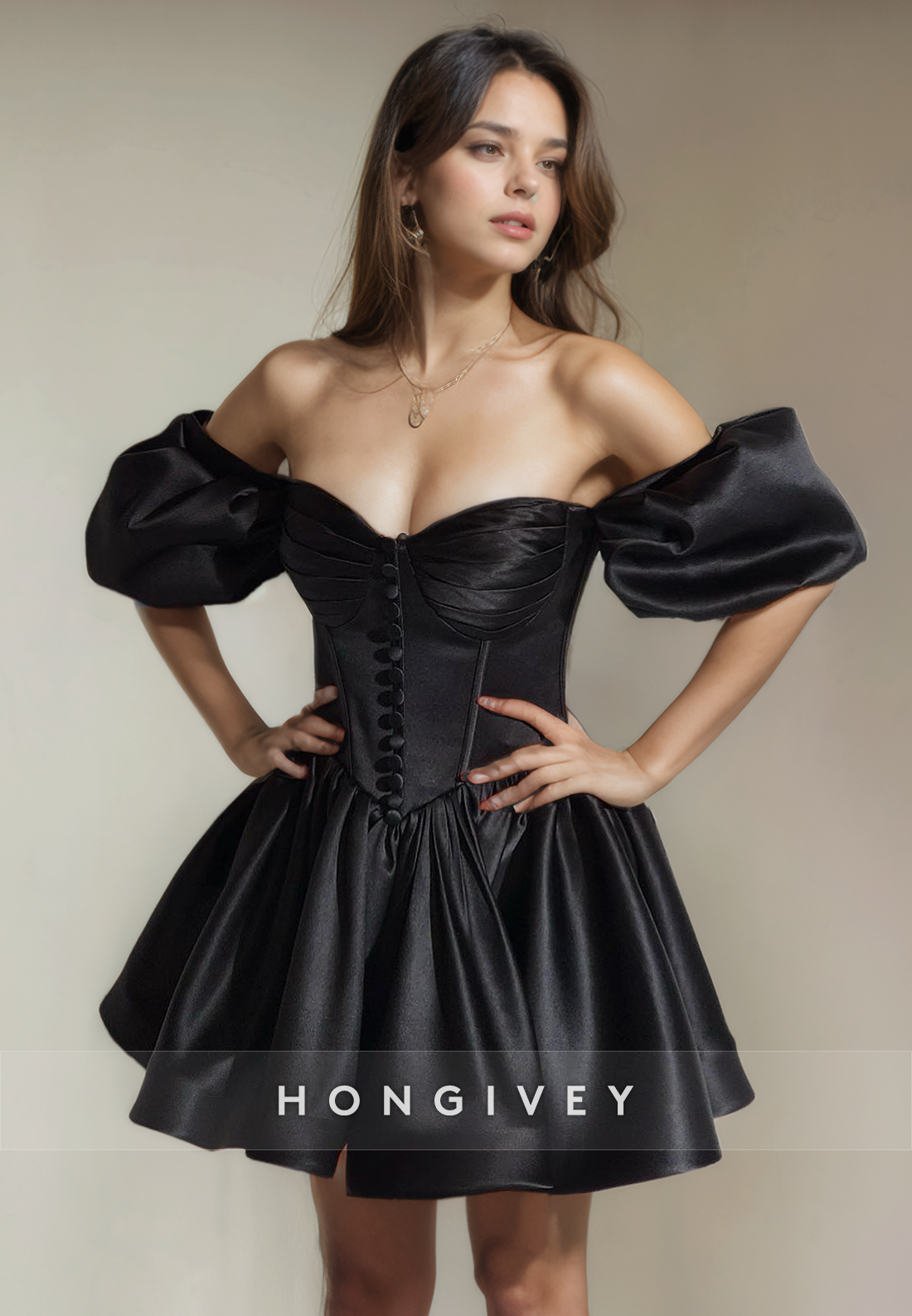 Offshoulder Sweetheart Aline Empire Short Party Homecoming Dress