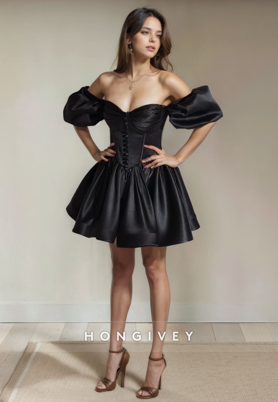 Offshoulder Sweetheart Aline Empire Short Party Homecoming Dress