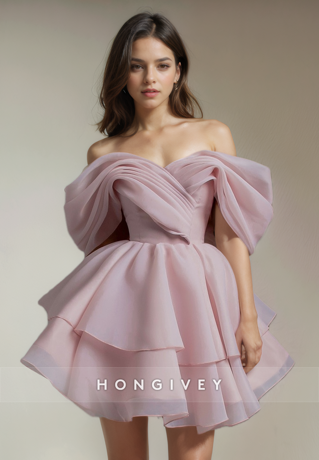 Chic Tulle Aline Offshoulder Empire Short Party Homecoming Dress