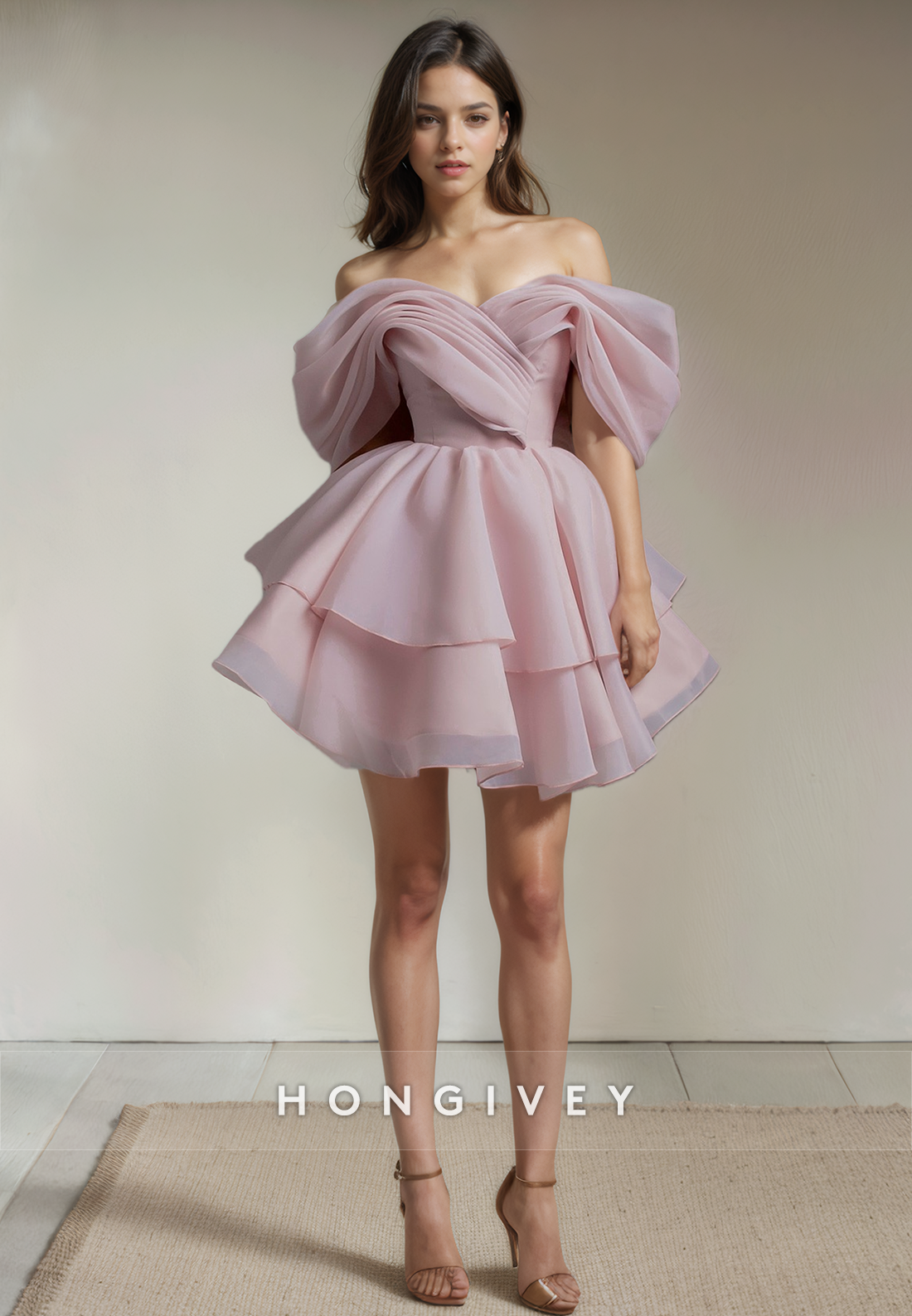 Chic Tulle Aline Offshoulder Empire Short Party Homecoming Dress