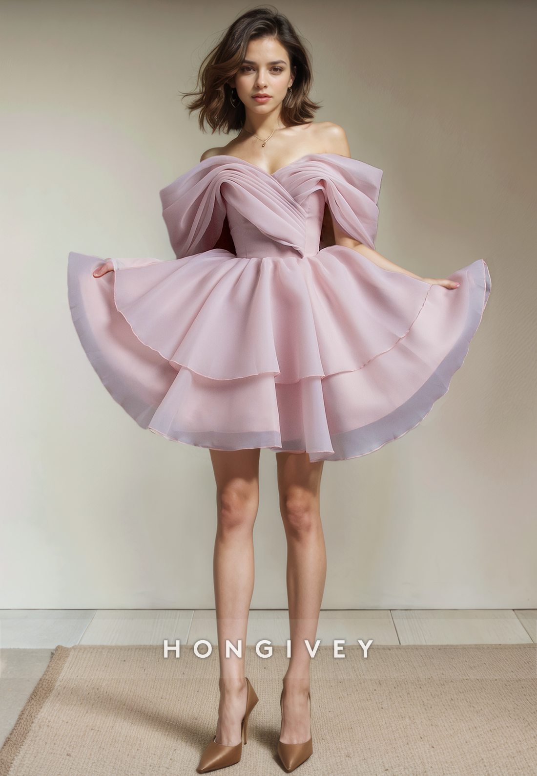 Chic Tulle Aline Offshoulder Empire Short Party Homecoming Dress