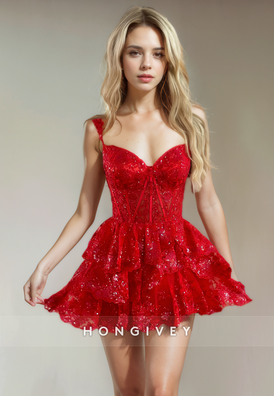 Lace Aline Sweetheart Spaghetti Straps Sequined Appliques Short Party Homecoming Dress