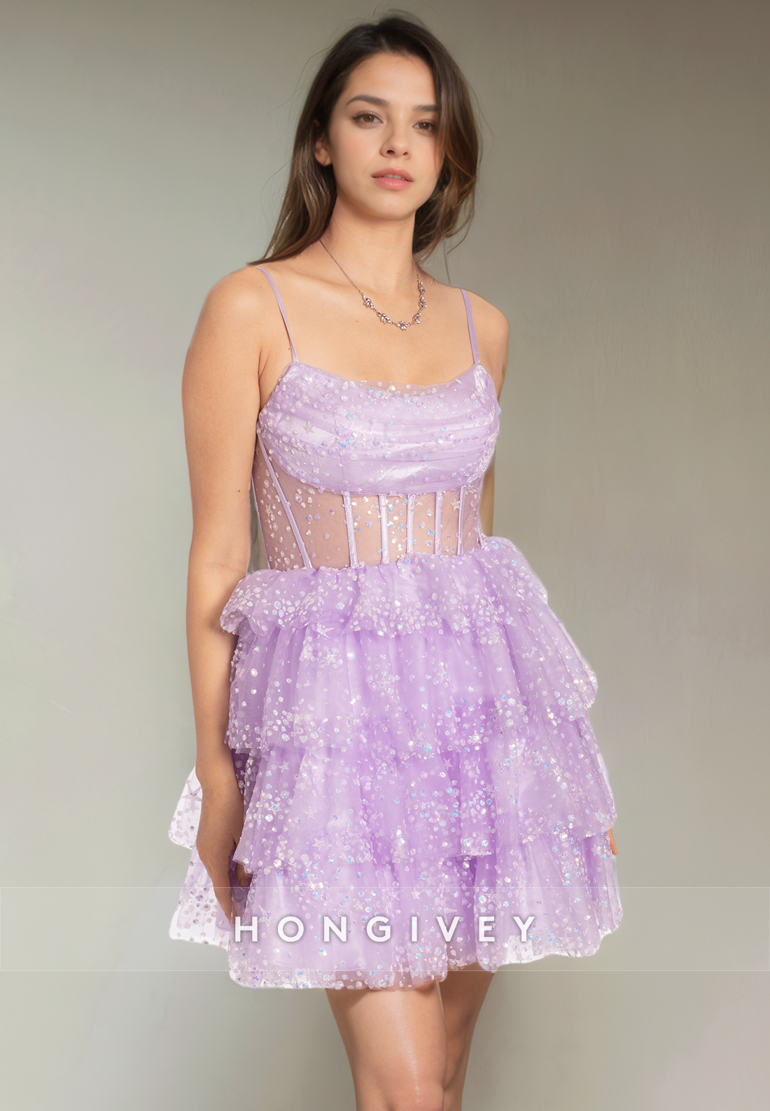 Tulle Aline Bateau Spaghetti Straps Sheer Short Party Homecoming Dress