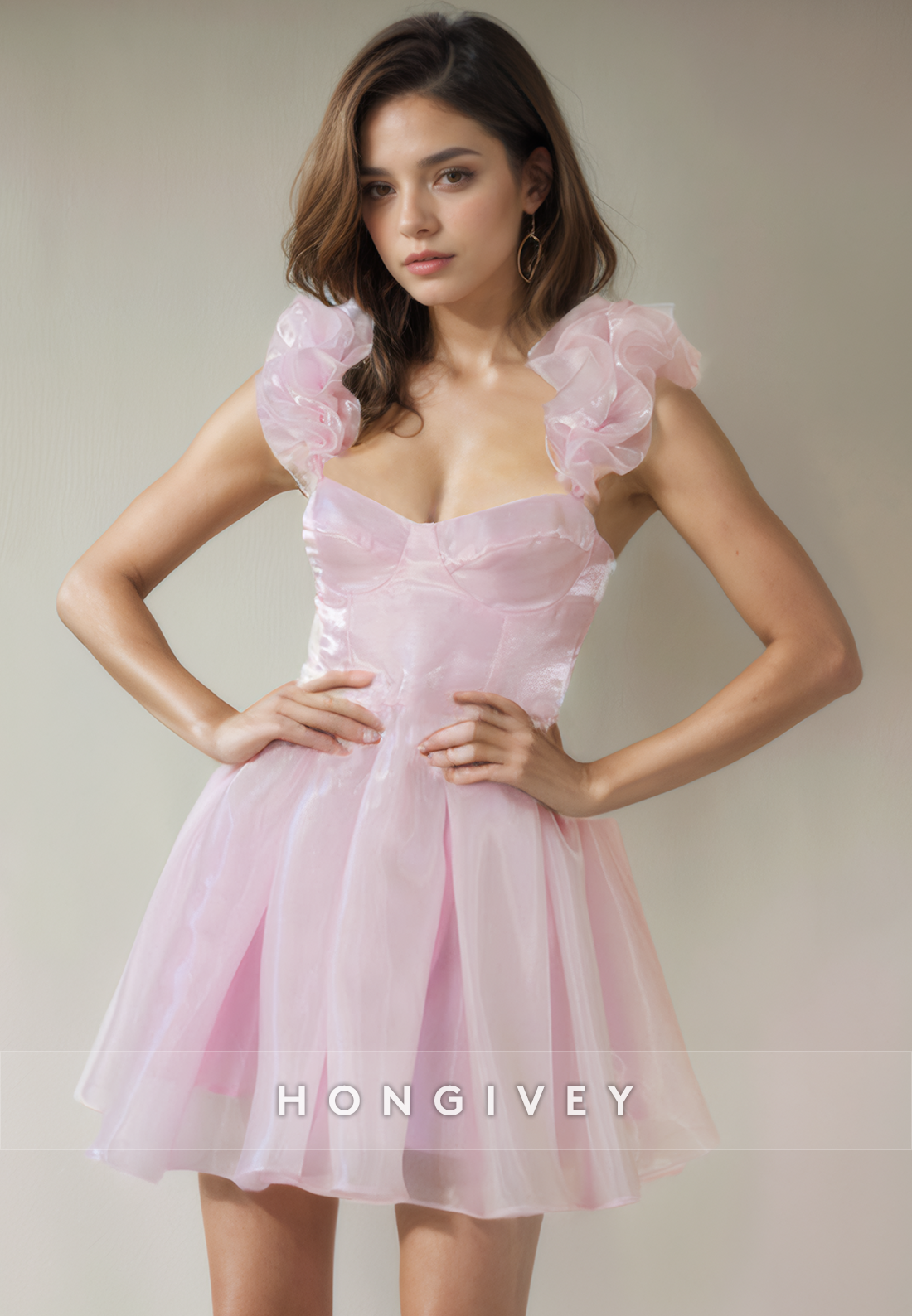 Cute Tulle Aline Sweetheart Spaghetti Straps Short Party Homecoming Dress