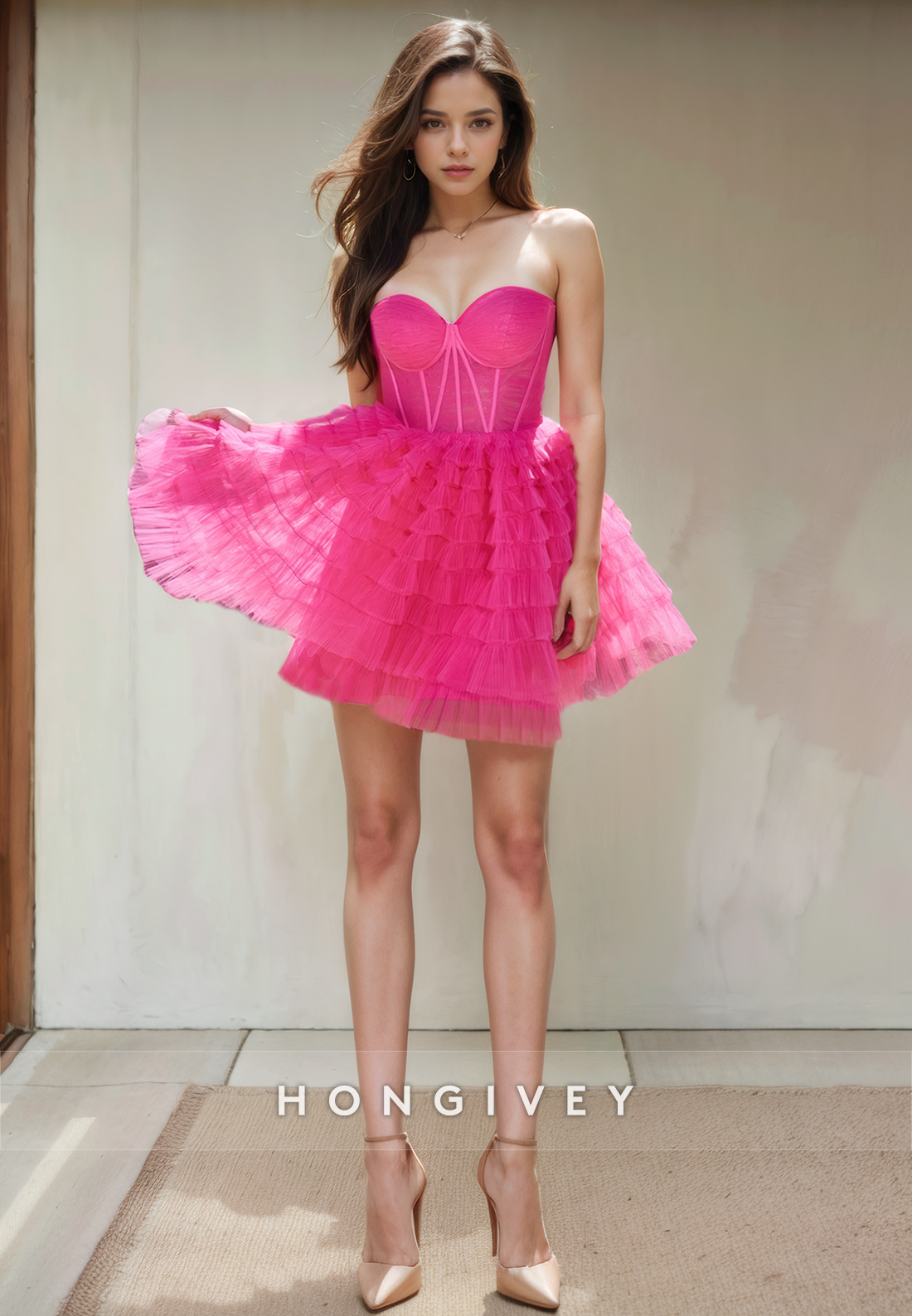 Tulle Aline Sweetheart Strapless Short Party Homecoming Dress