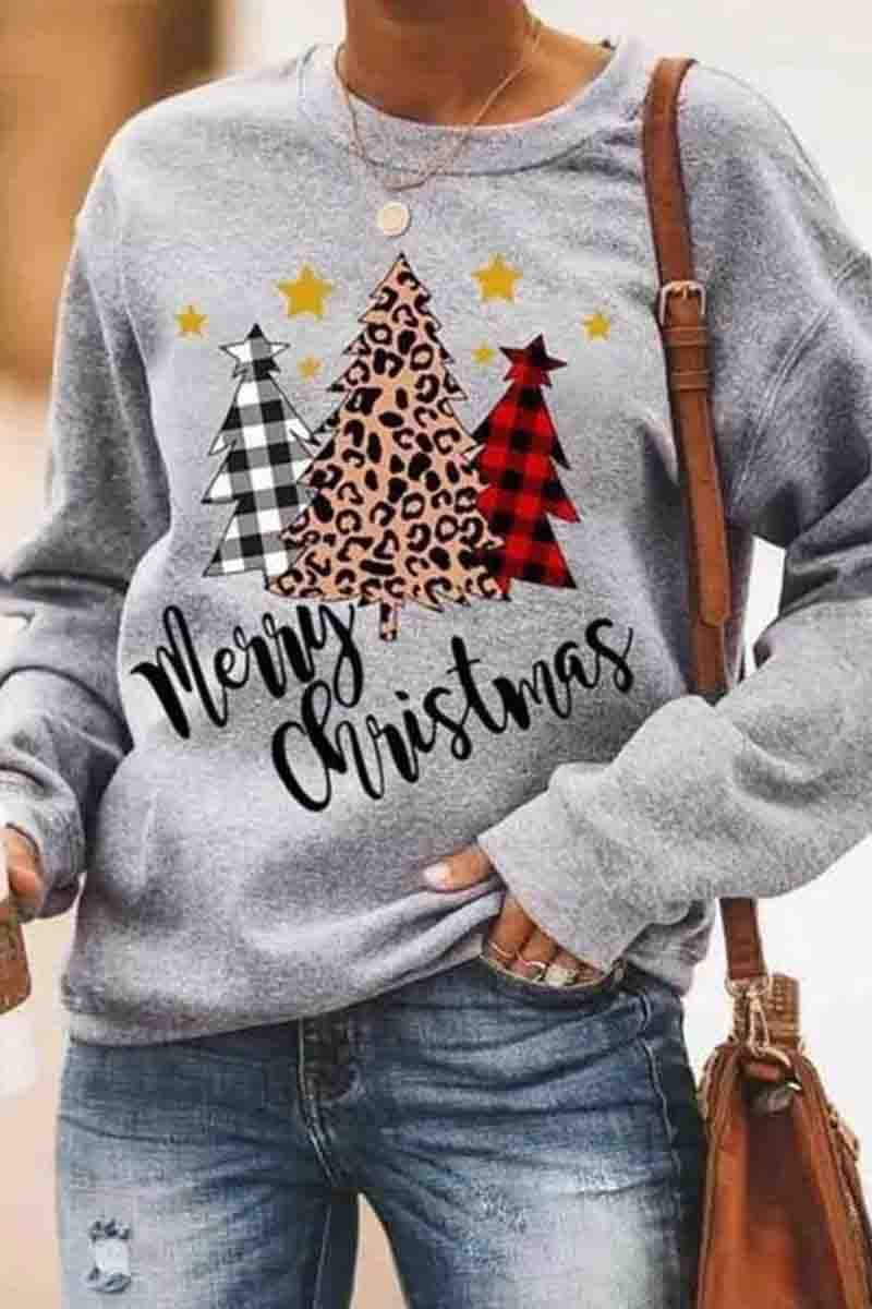 Women's Cotton Fleece Casual Print Warm Cozy Sweatshirt