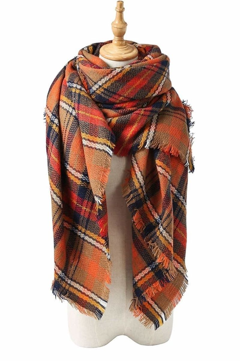 Autumn Leaves Color Soft Long Lattice Large Scarf