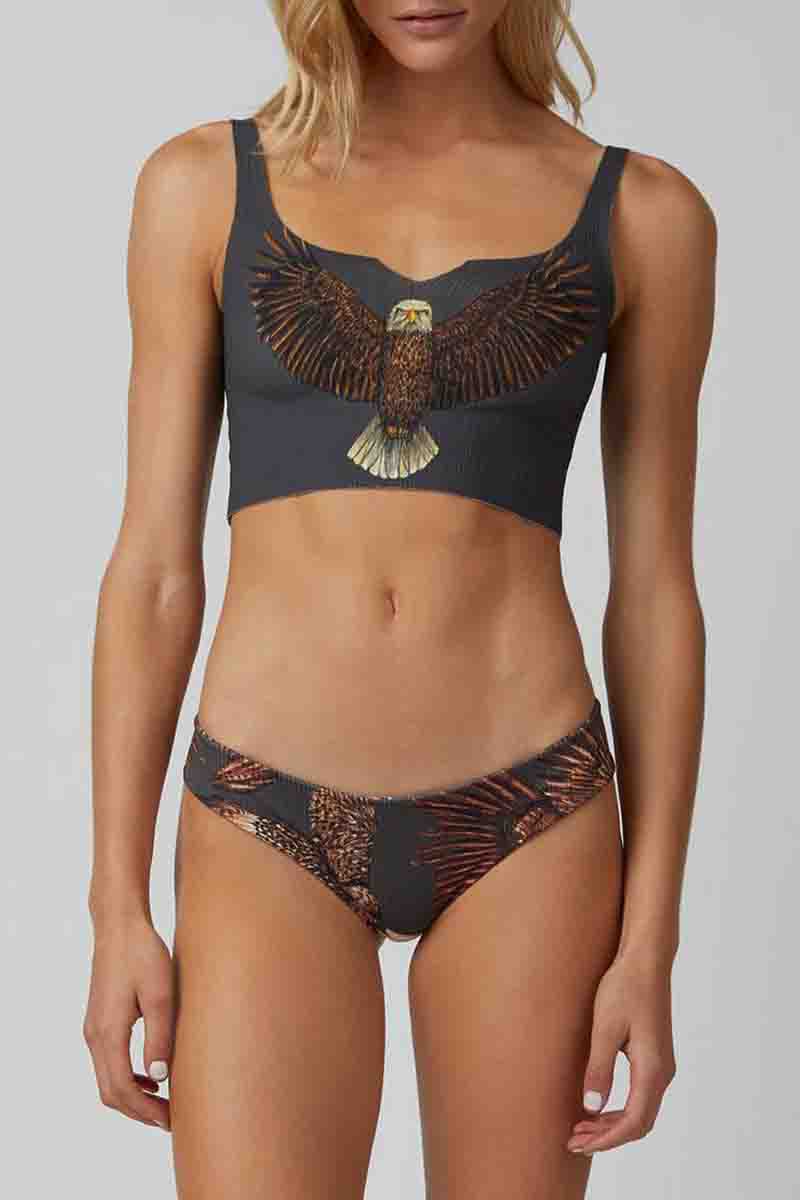 🔥Eagle Print Grey Two Pieces Swimsuit