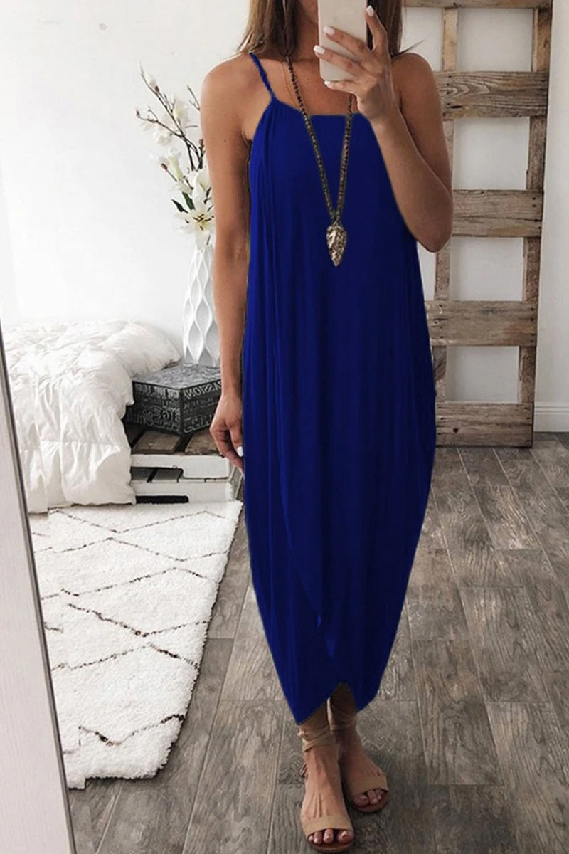 Asymmetrical Stylish Loose Sleeveless Maxi Dress (3 Colors)