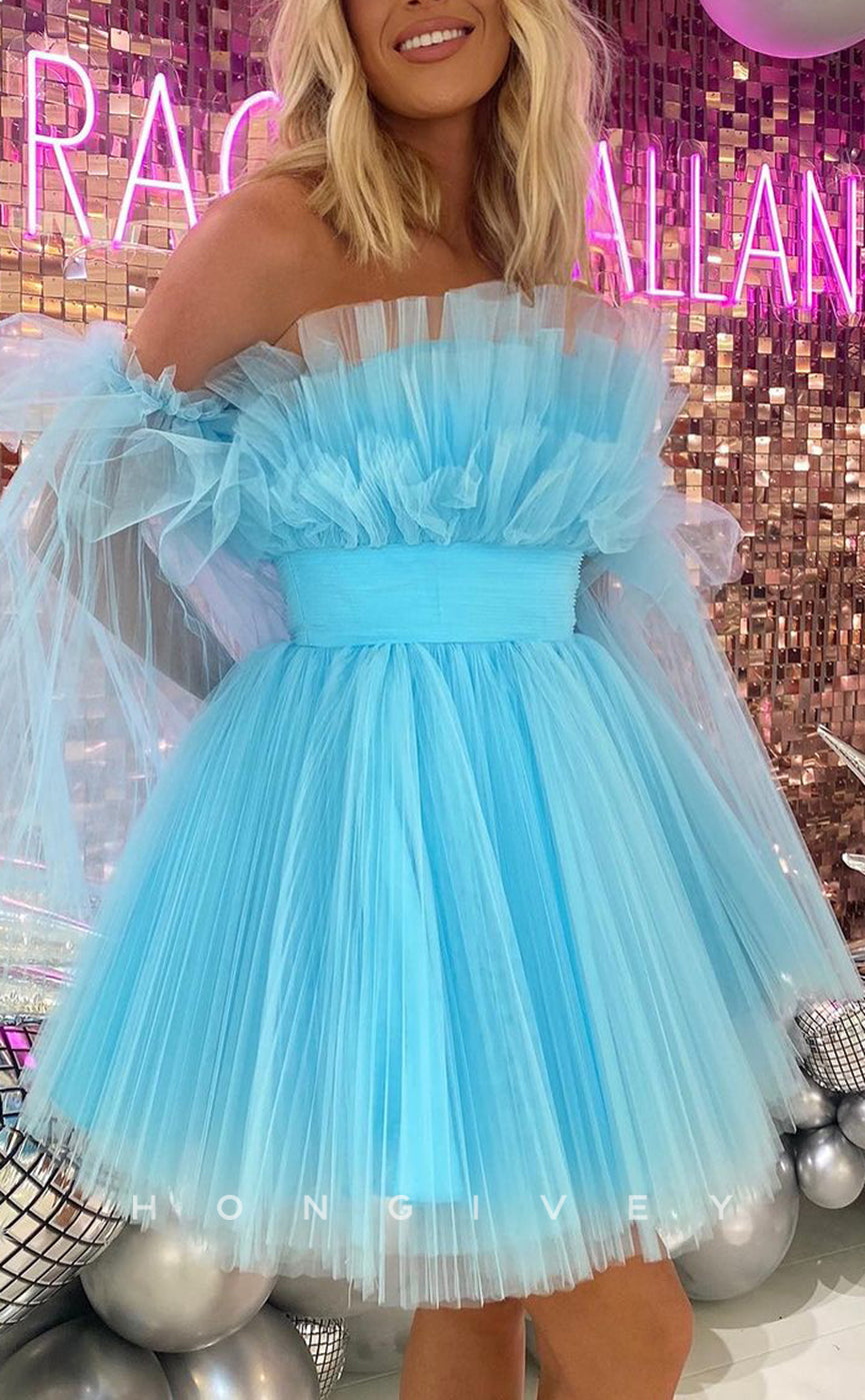 H Sexy Tulle Aline Empire Belt Ball Gown Short Party/Homecoming Dress