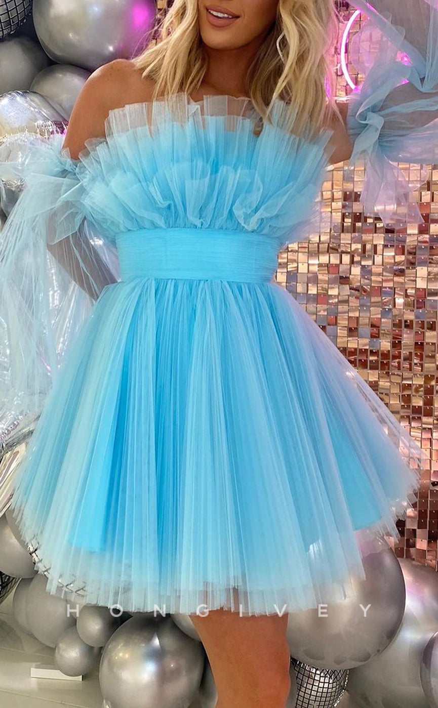 H Sexy Tulle Aline Empire Belt Ball Gown Short Party/Homecoming Dress