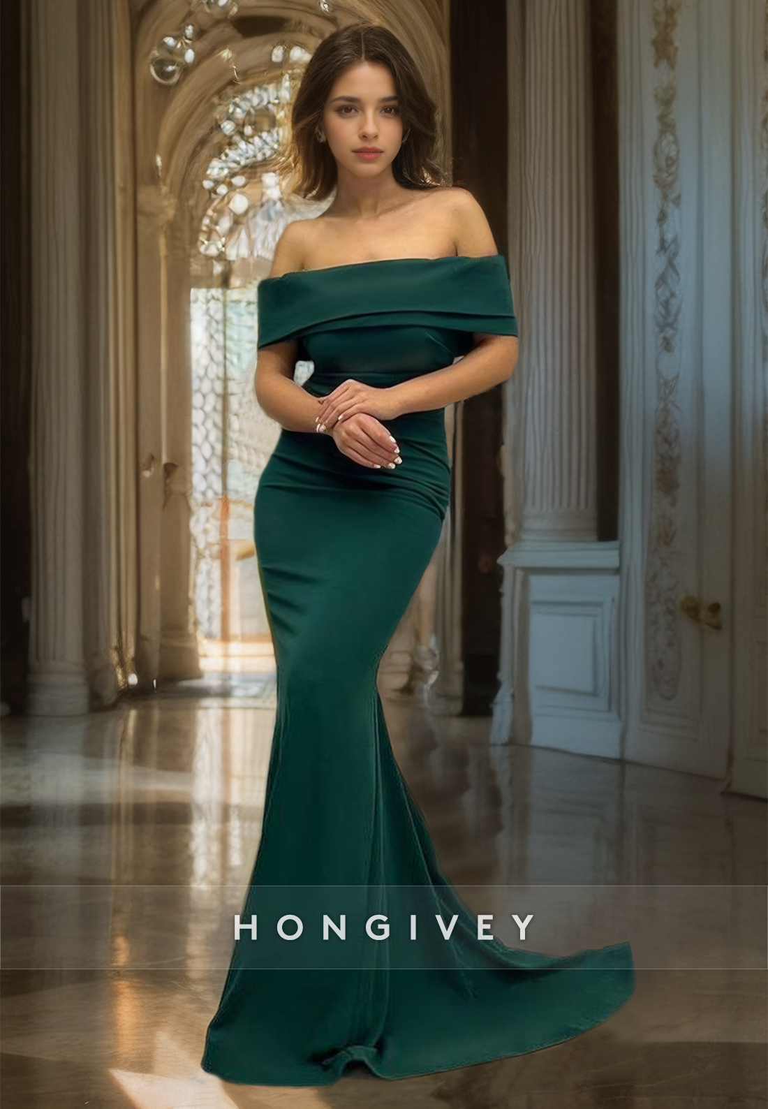 Elegant Offshoulder Mermaid/Trumpet Evening Gown Formal Party Gown