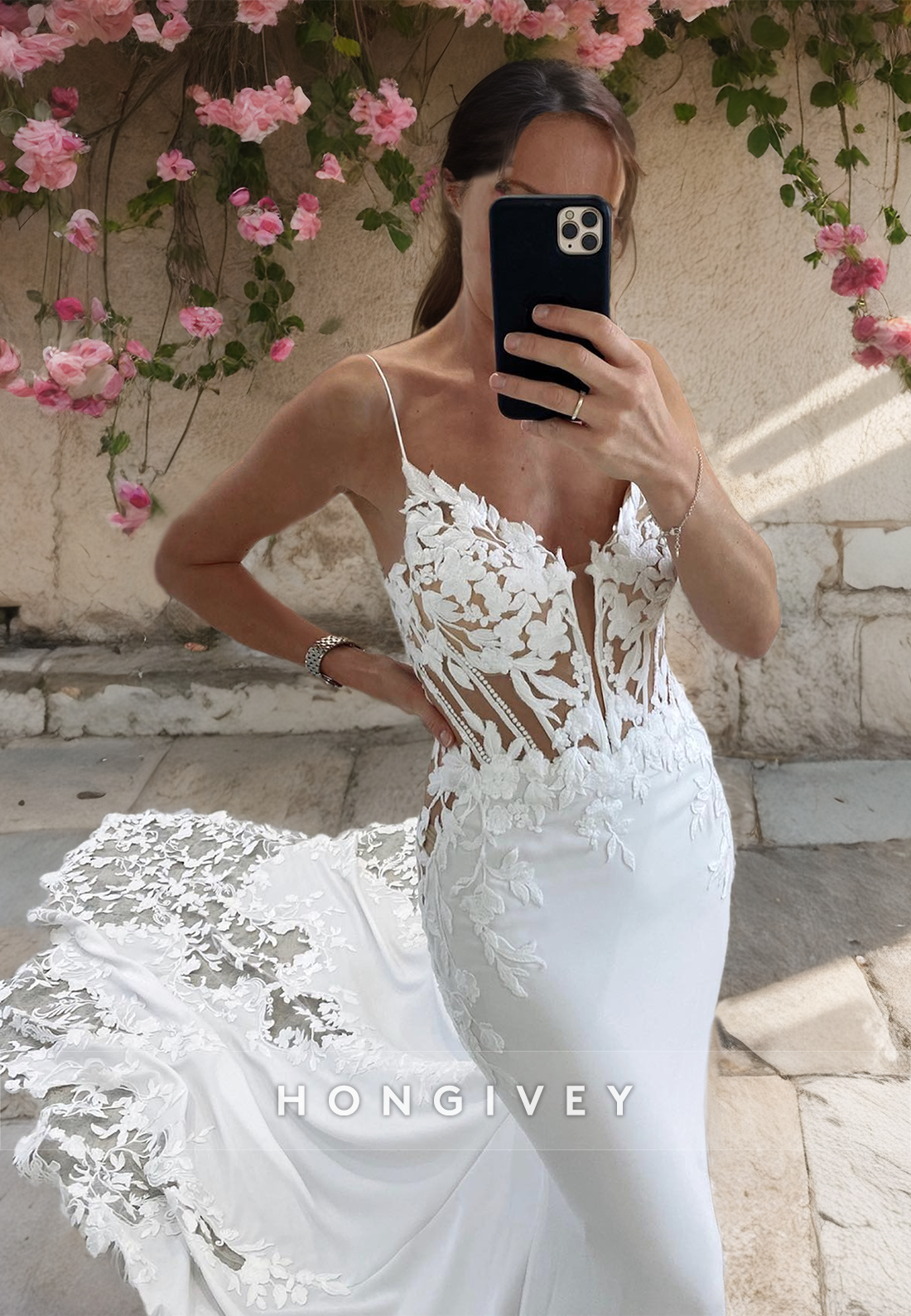 Sexy Applique Trumpet Wedding Dress With Train New