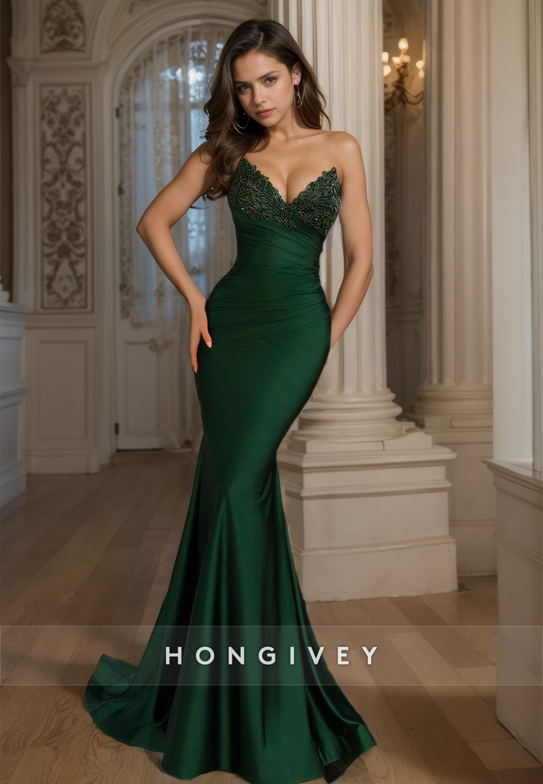 Simple Sweetheart Strapless Mermaid Evening Dress Formal Empire Party Prom Gown