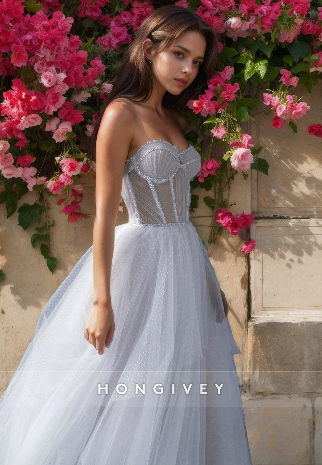 Sexy Tulle Aline Sweetheart Illusion Empire Beaded With Train Wedding Dress