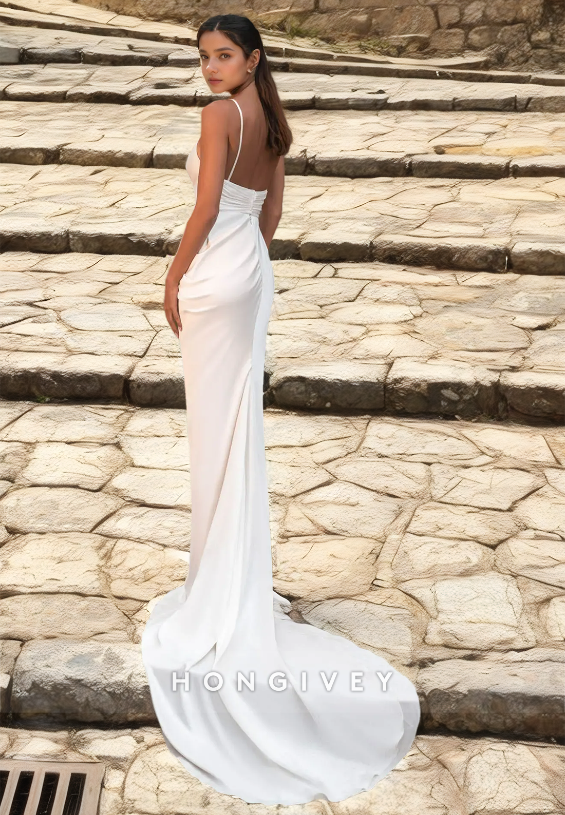 New Beach Mermaid Wedding Dresses Tassels Sweetheart Slit Satin Bridal Dress