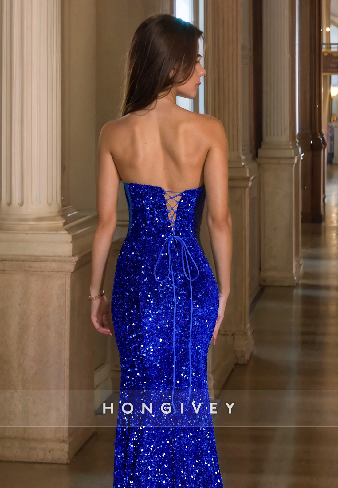 Glitter Sequins Royal Blue Sweetheart Mermaid/Trumpet Formal Evening Dress