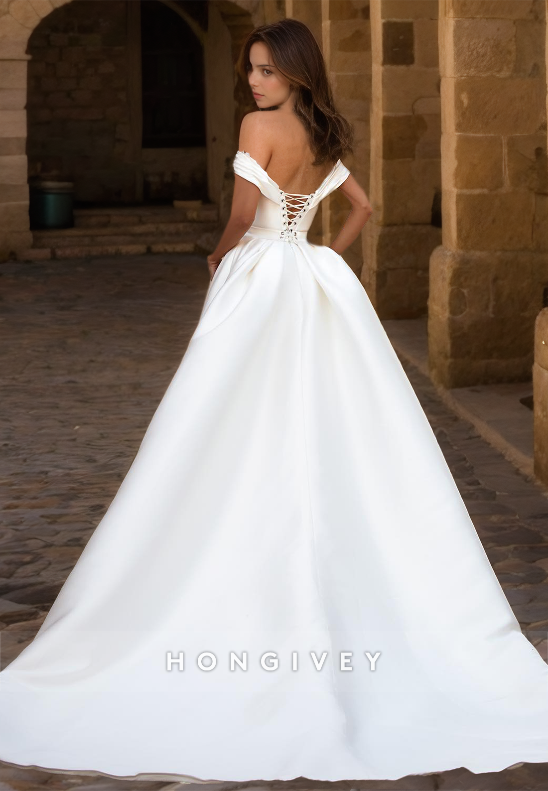 Offshoulder Wedding Dress With Train Elegant New Satin Mermaid Bride Gown