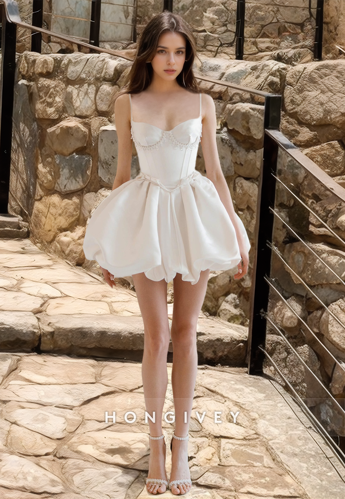 Short Sleeveless Wedding Dress Sweetheart Straps Aline Bridal Dresses