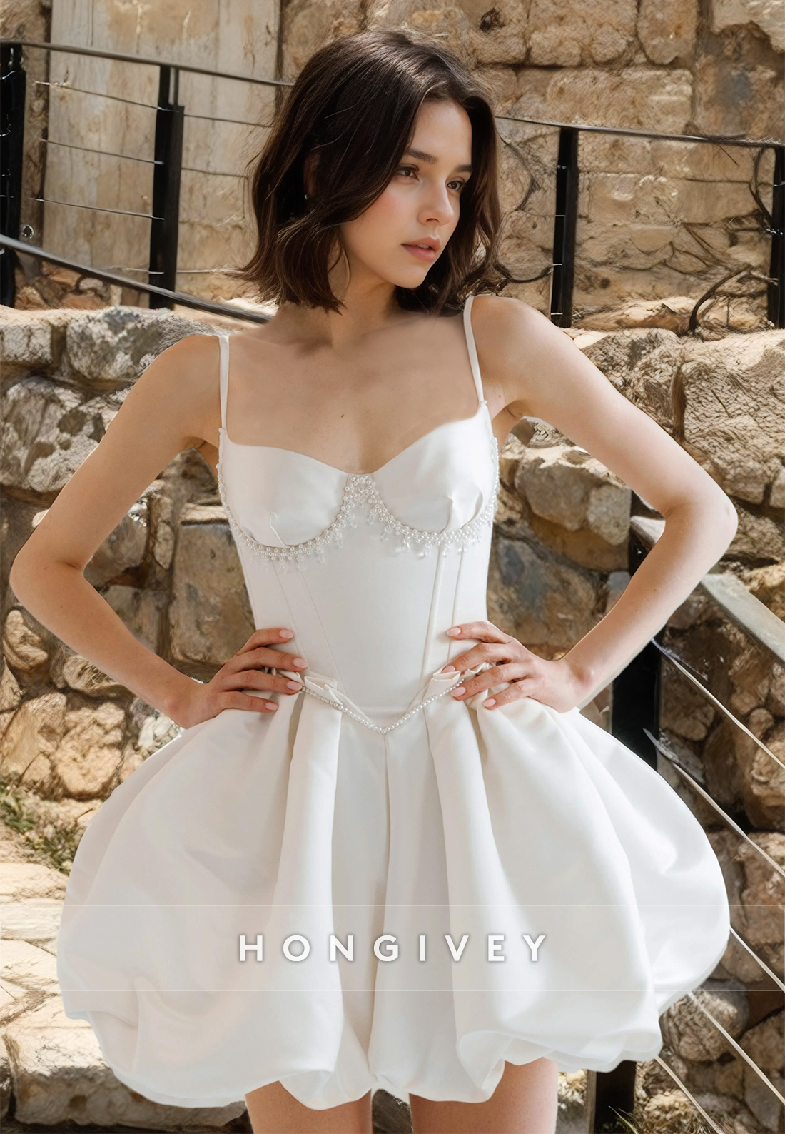 Short Sleeveless Wedding Dress Sweetheart Straps Aline Bridal Dresses