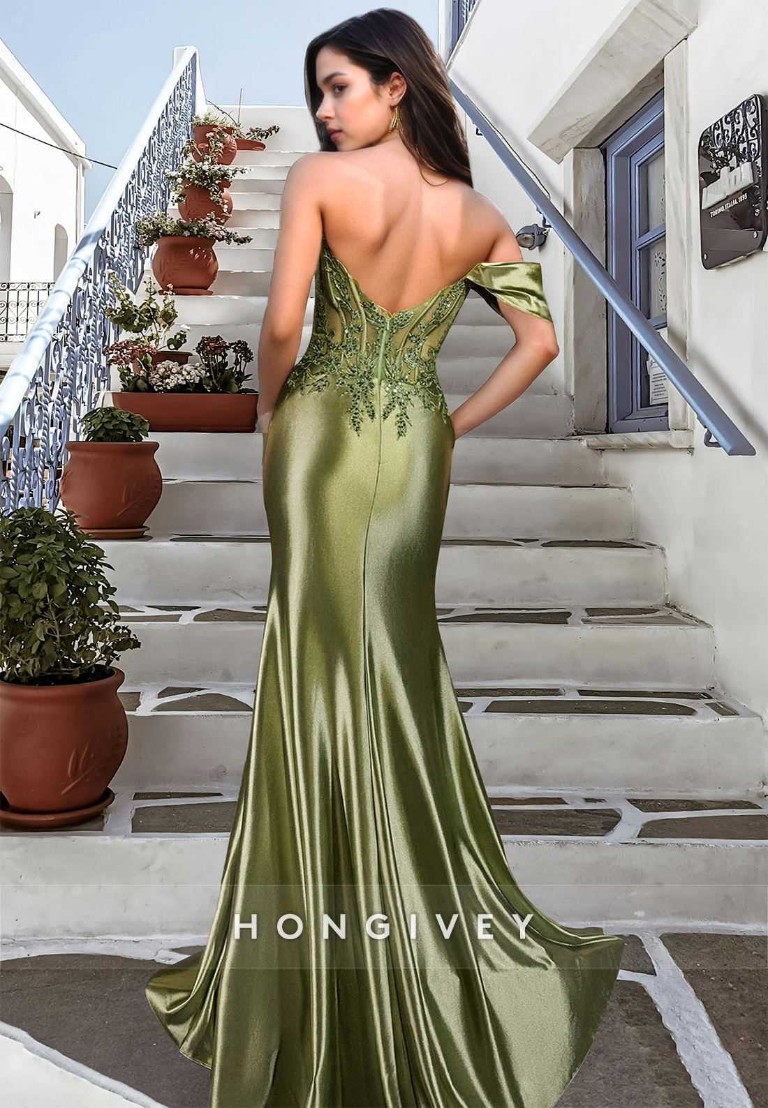 One Shoulder Ruched Sheath Evening Dress Applique Prom Gown With Side Slit