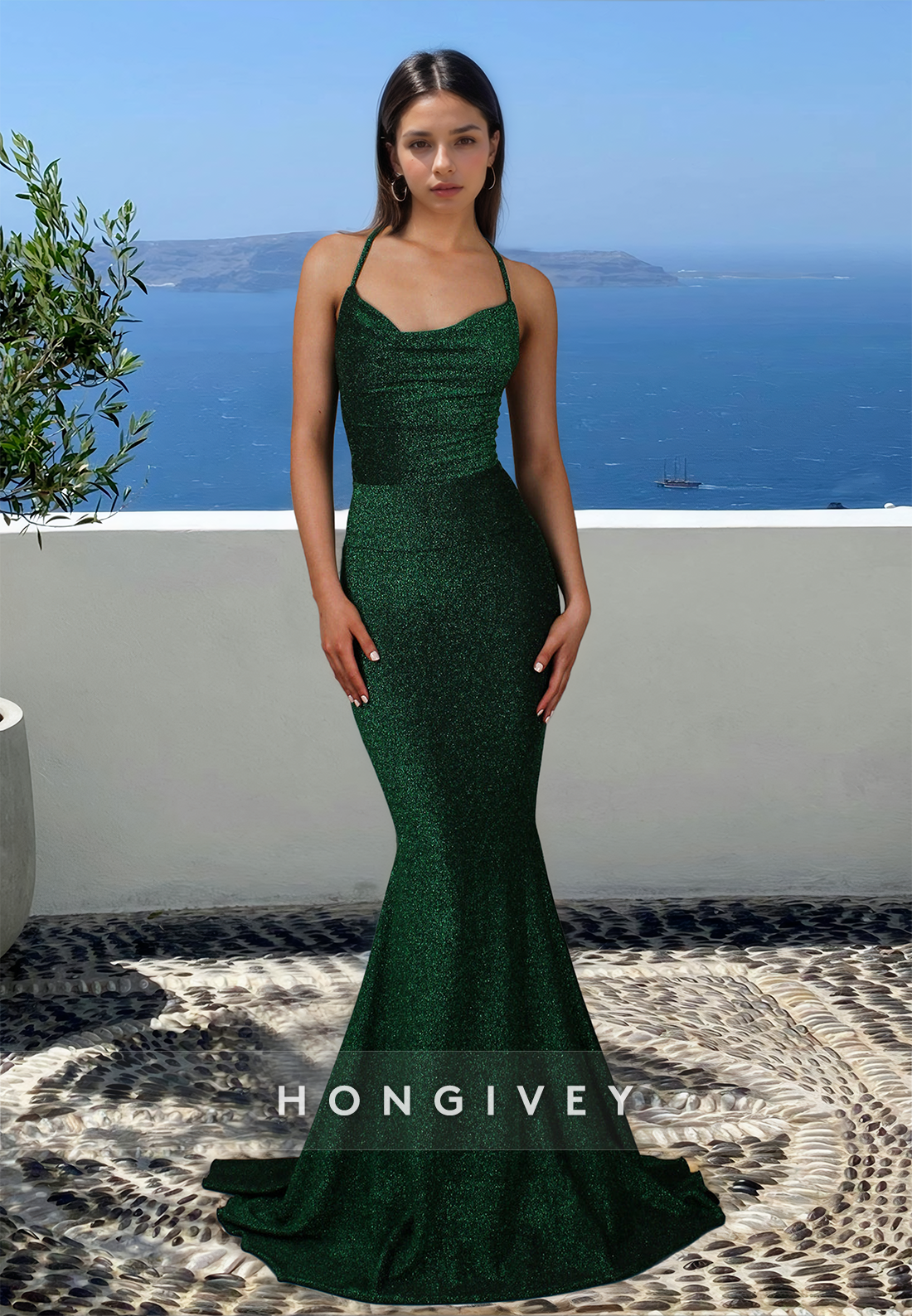 Sexy Fitted Open Back Straps Mermaid Evening Dress Formal Party Gown