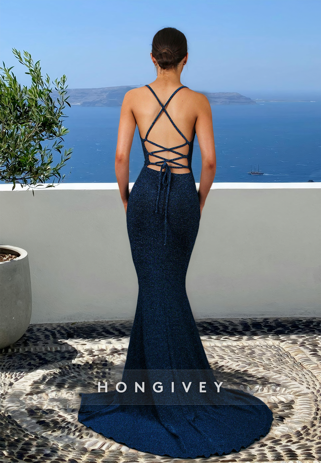 Sexy Fitted Open Back Straps Mermaid Evening Dress Formal Party Gown