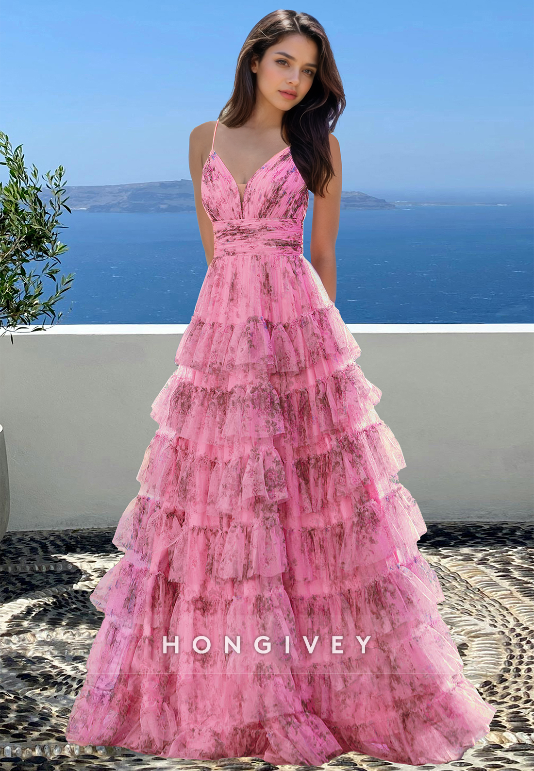 Special Pattern Straps Tiered Aline Quinceanera Homecoming Evening Prom Ball Gown