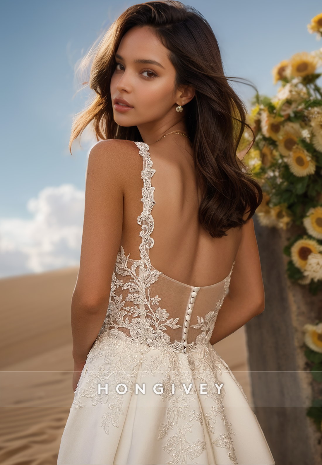 Vneck Lace Appliques Sexy And Sleek Wedding Dresses With Pockets