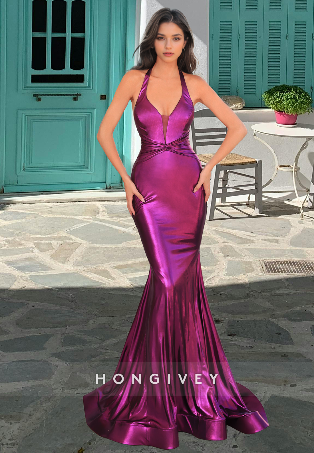 Sexy Gold Mermaid Evening Dress Long Sleeveless Straps Prom Gown