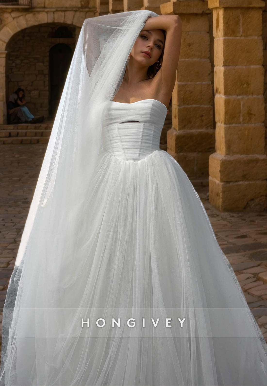 Casual Tulle Aline Sweetheart Strapless Beach Wedding Dress