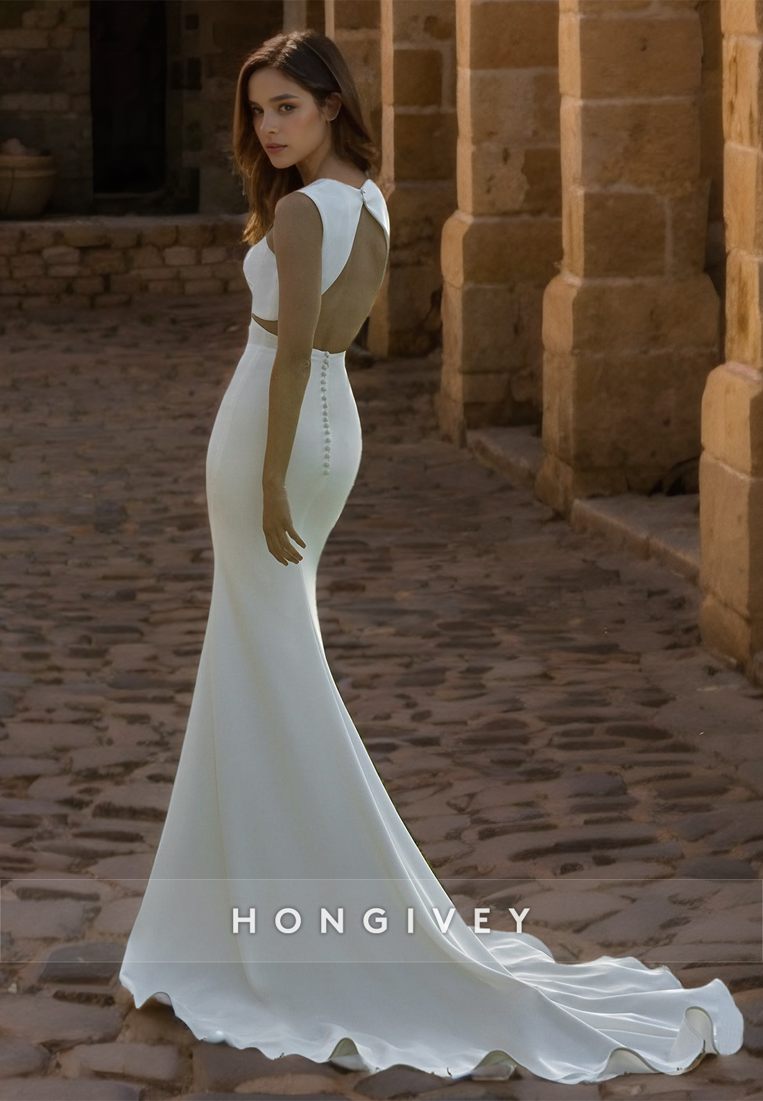 Couture Cutout Open Back With Train And Overlay Mermaid Wedding Dress