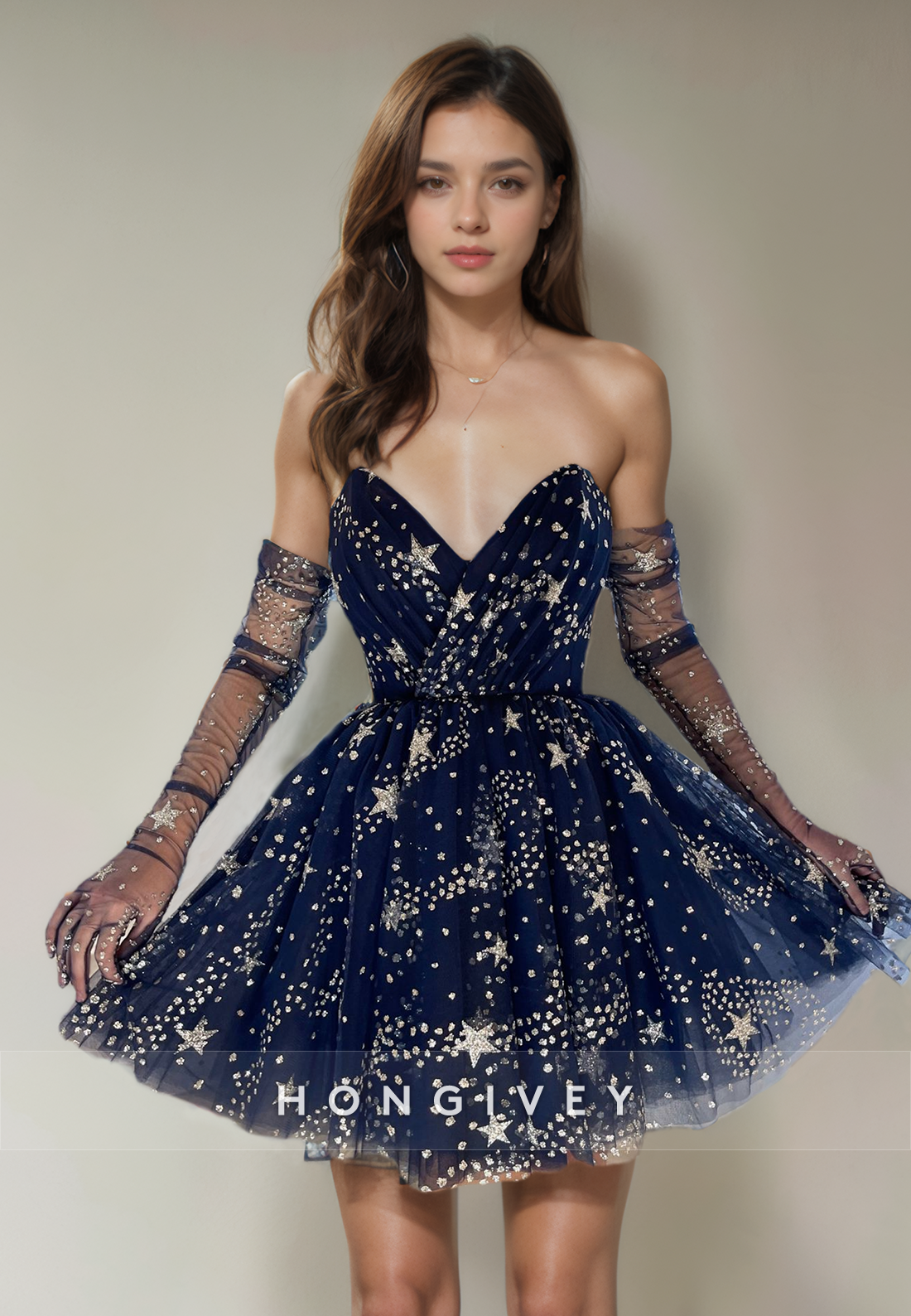 Tulle Aline Vneck Appliques Short Party Homecoming Dress