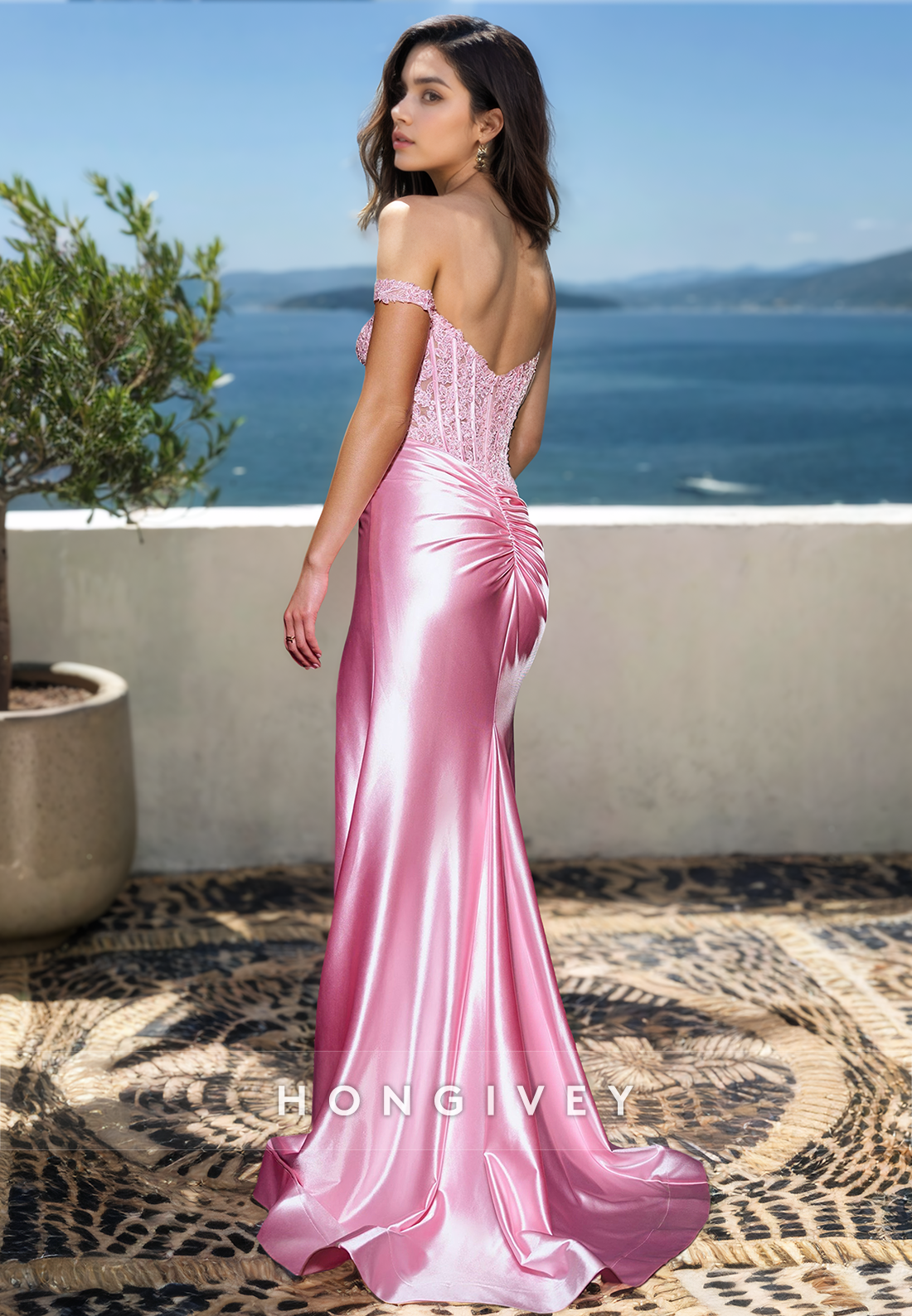 New Sparkle Pink Evening Dress Straps Sweetheart Mermaid/Trumpet Prom Dress