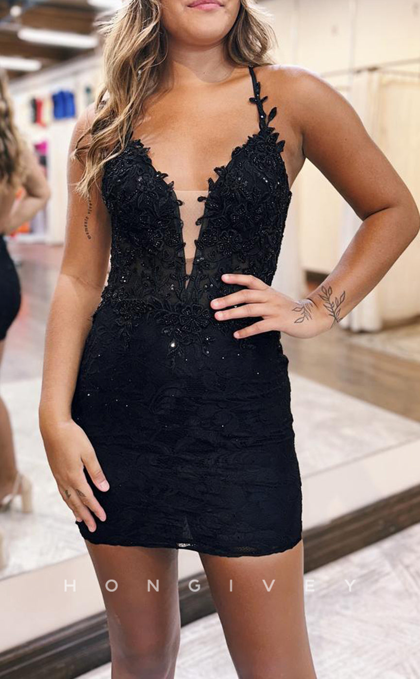 H Sexy Low Vneck Appliques Beaded Open Back Party/Homecoming Dress