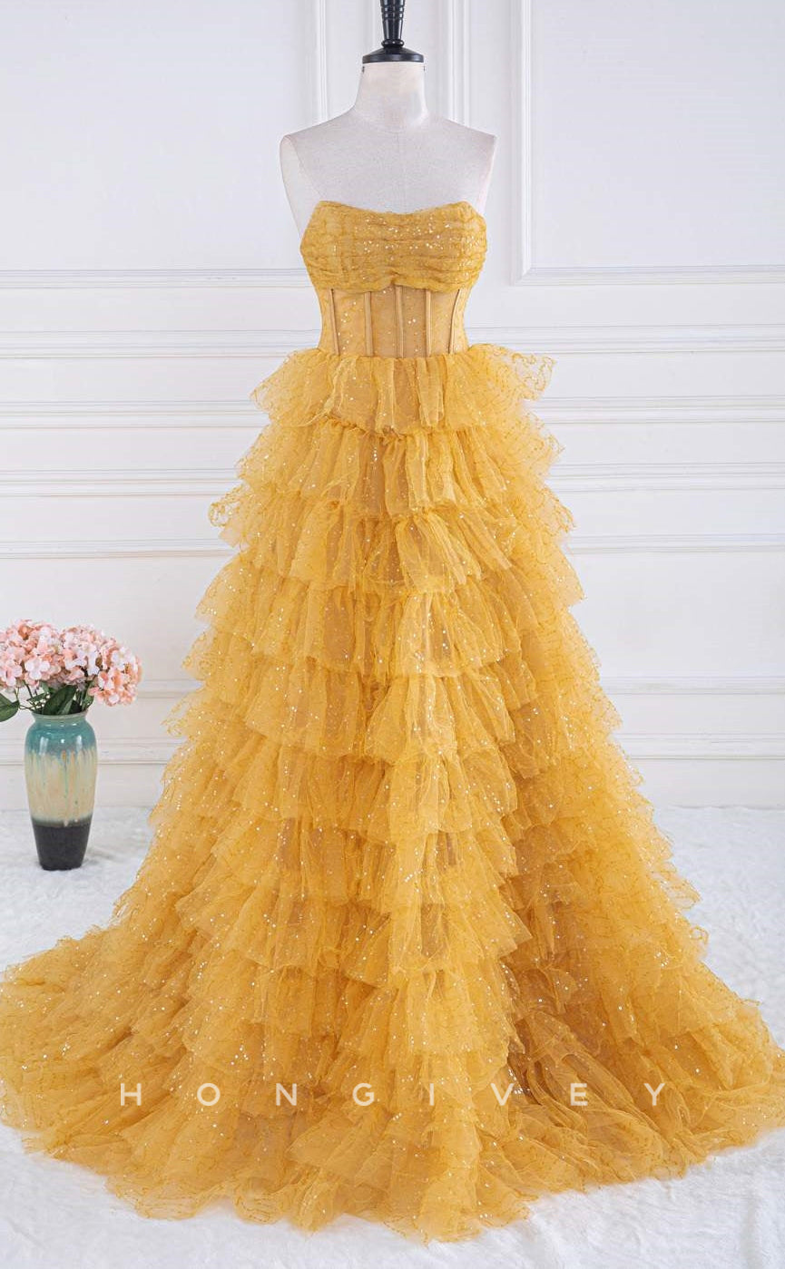 L Sexy Glitter Tulle Aline Bateau Sleeveless Illusion Empire Sequined Party Prom Evening Dress